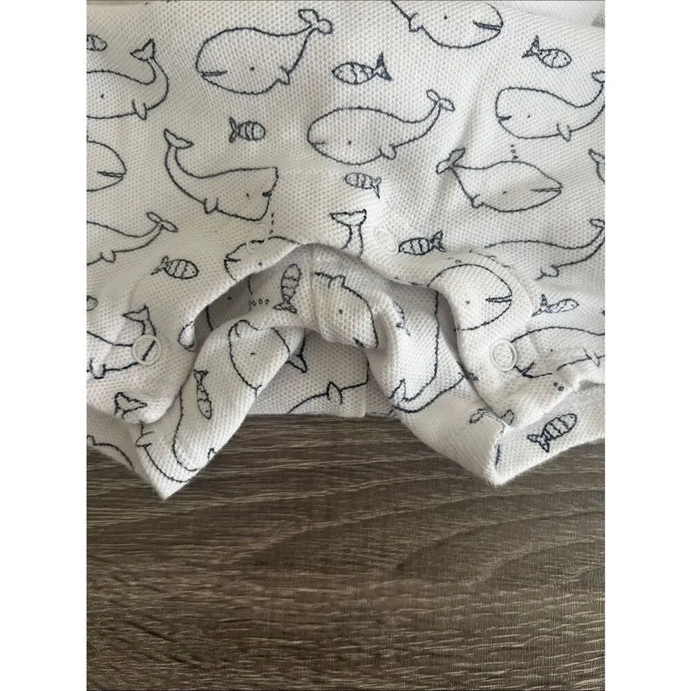 Janie and Jack Whale Print Baby Romper Nautical Collared One Piece 12–18 Months